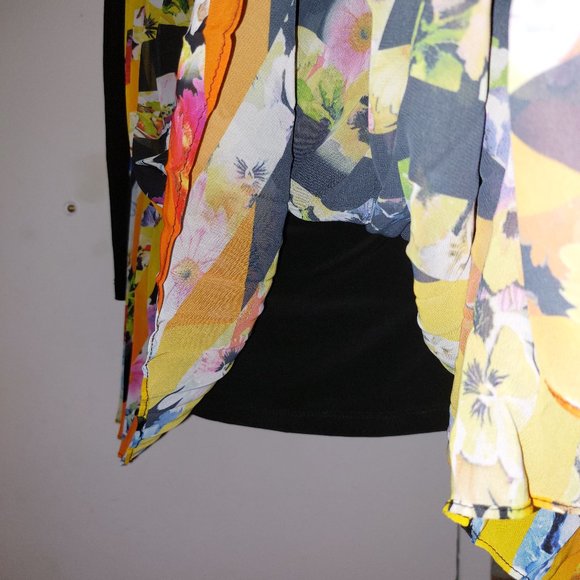 Joseph Ribkoff Asymmetric Pleated Floral Tunic Cold Shoulder Size 10 - Picture 6 of 7